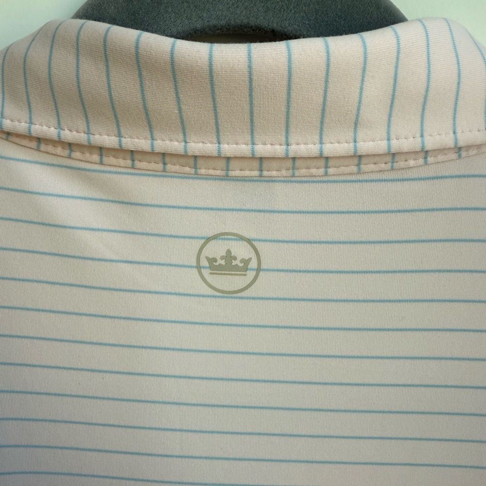 Peter Millar Men's Light Pink Striped Polo Shirt - Excellent Condition - Picture 5 of 7